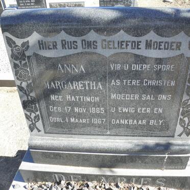 VRIES Anna Margaretha nee HATTINGH 1885-1967