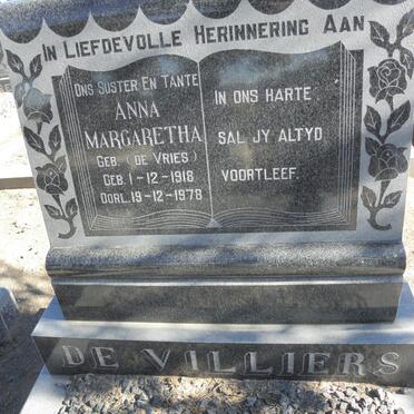 VILLIERS Anna Margaretha, De nee DE VRIES 1918-1978