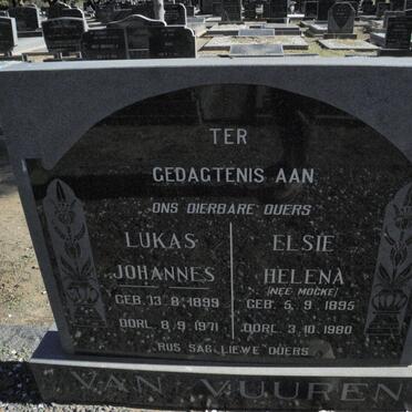 VUUREN Lukas Johannes, van 1899-1971 &amp; Elsie Helena MOCKE 1895-1980