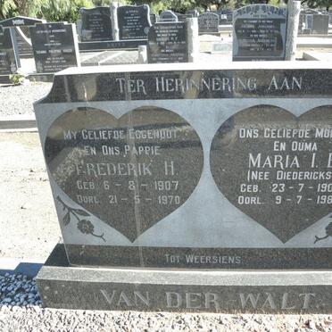 WALT Frederik H., van der 1907-1970 &amp; Maria I.E. DIEDERICKS 1909-1982