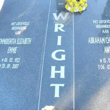 WRIGHT Abraham Christofffel 1921-2009 &amp; Emmerentia Elizabeth 1923-2007