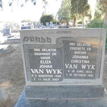 WYK Eliza Johan, van 1920-2007 &amp; Johanna Christina 1924-1991