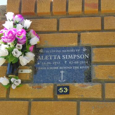 SIMPSON Aletta 1953-2014