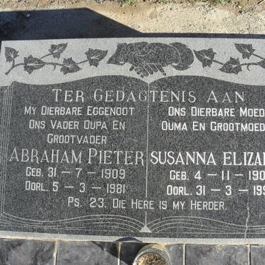 ? Abraham Pieter 1909-1981 &amp; Susanna Elizabeth 1909-1999