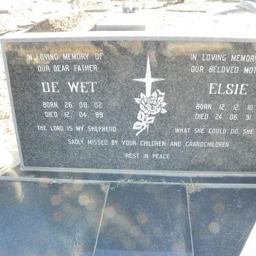 ? De Wet 1902-1989 &amp; Elsie 910-1991