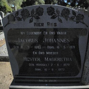 ? Jacobus Johannes 1883-1971 &amp; Hester Mageretha KRUGEL 1879-1973