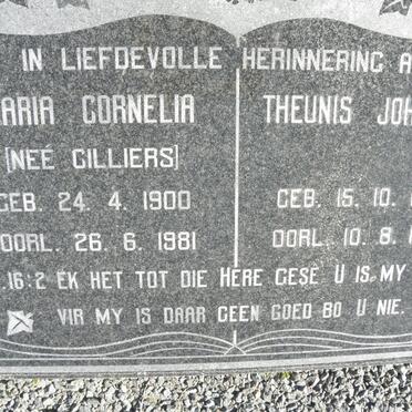 ? Theunis Johannes 1903-1984 &amp; Maria Cornelia CILLIERS 1900-1981