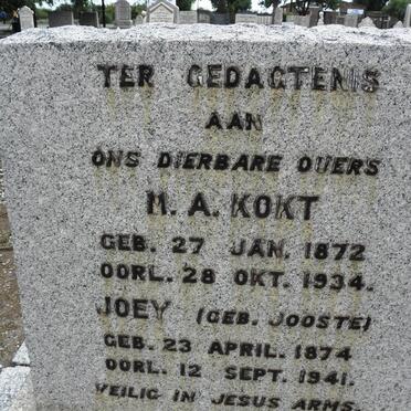 KOKT M.A. 1872-1934 &amp; Joey JOOSTE 1874-1941