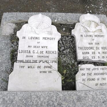 KOCKS Theodore, de 1933-1956 :: DE KOCKS Louisa G.J. nee THOMSON 19??