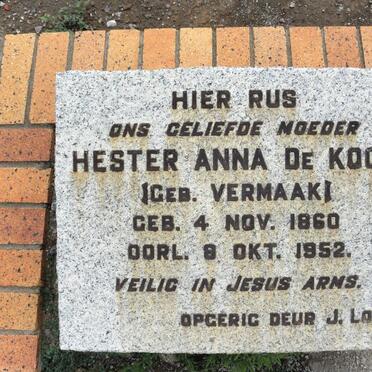 KOCK Hester Anna, de nee VERMAAK 1860-1952
