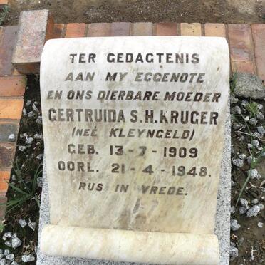 KRUGER Gertruida S.H. nee KLEYNGELD 1909-1948
