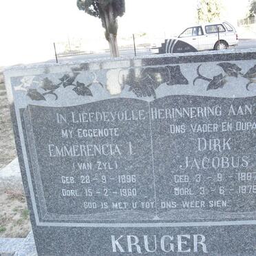 KRUGER Dirk Jacobus 1887-1979 &amp; Emmerencia I. VAN ZYL 1896-1960