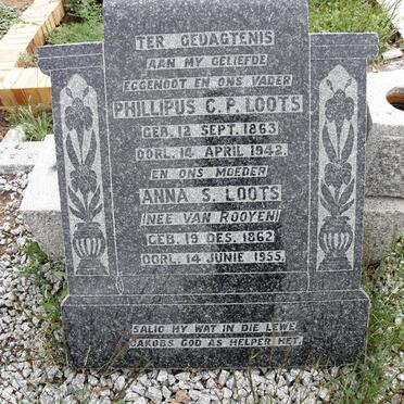 LOOTS Phillipus C.P. 1863-1942 &amp; Anna S. VAN ROOYEN 1862-1955