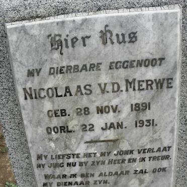 MERWE Nicolaas, v.d. 1891-1931