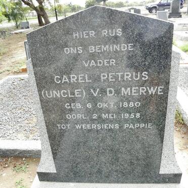 MERWE Carel Petrus, v.d. 1880-1958 