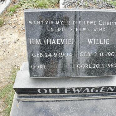OLLEWAGEN Willie 1903-1985 &amp; H.M. 1904-