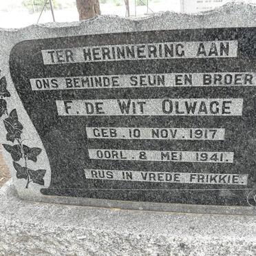 OLWAGE F. De Wit 1917-1941