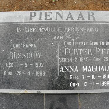PIENAAR Rossouw 1902-1969 &amp; Anna Magdalena 1911-1999 :: PIENAAR Furter Pieter 1945-1970