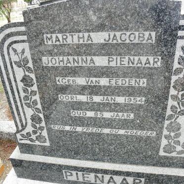 PIENAAR Martha Jacoba Johanna nee VAN EEDEN -1954