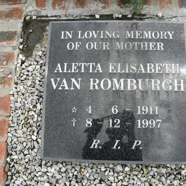 ROMBURGH Aletta Elisabeth, van 1911-1997