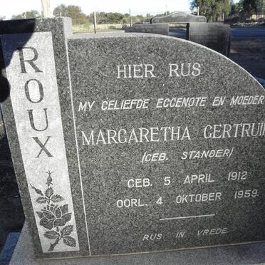 ROUX Margaretha Gertruida nee STANDER 1912-1959
