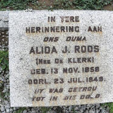 ROOS Alida J. nee de KLERK 1858-1949