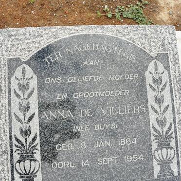 VILLIERS Anna, de nee BUYS 1864-1954