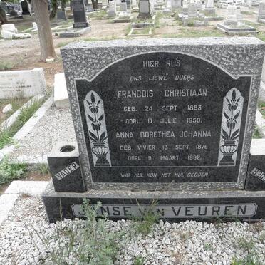 VEUREN Francois Christiaan, Janse van 1883-1959 &amp; Anna Dorethea Johanna 1876-1962