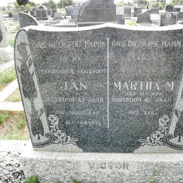 VICTOR Jan &amp; Martha M. VAN WYK