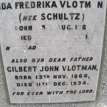 VLOTMAN Gilbert John 1866-1934 &amp; Ida Fredrika SCHULTZ 1861-1931