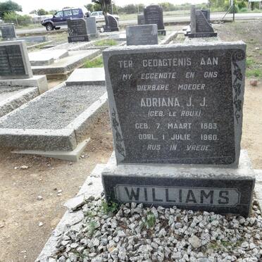 WILLIAMS Adriana J.J. nee le ROUX 1883-1960