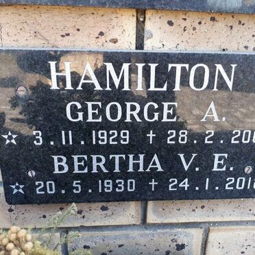 HAMILTON George A. 1929-2008 &amp; Bertha V.E. 1930-2018