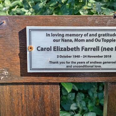 FARRELL Carol Elizabeth nee PORTER 1940-2018