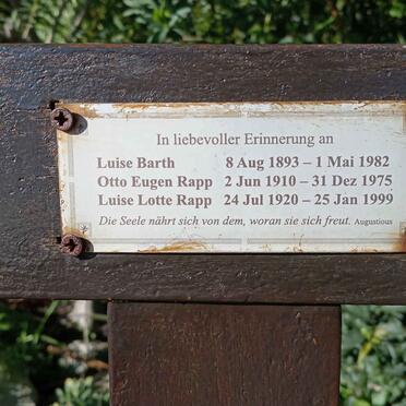 BARTH Luise 1893-1982 :: RAPP Otto Eugen 1910-1975 :: RAPP Luise Lotte 1920-1999