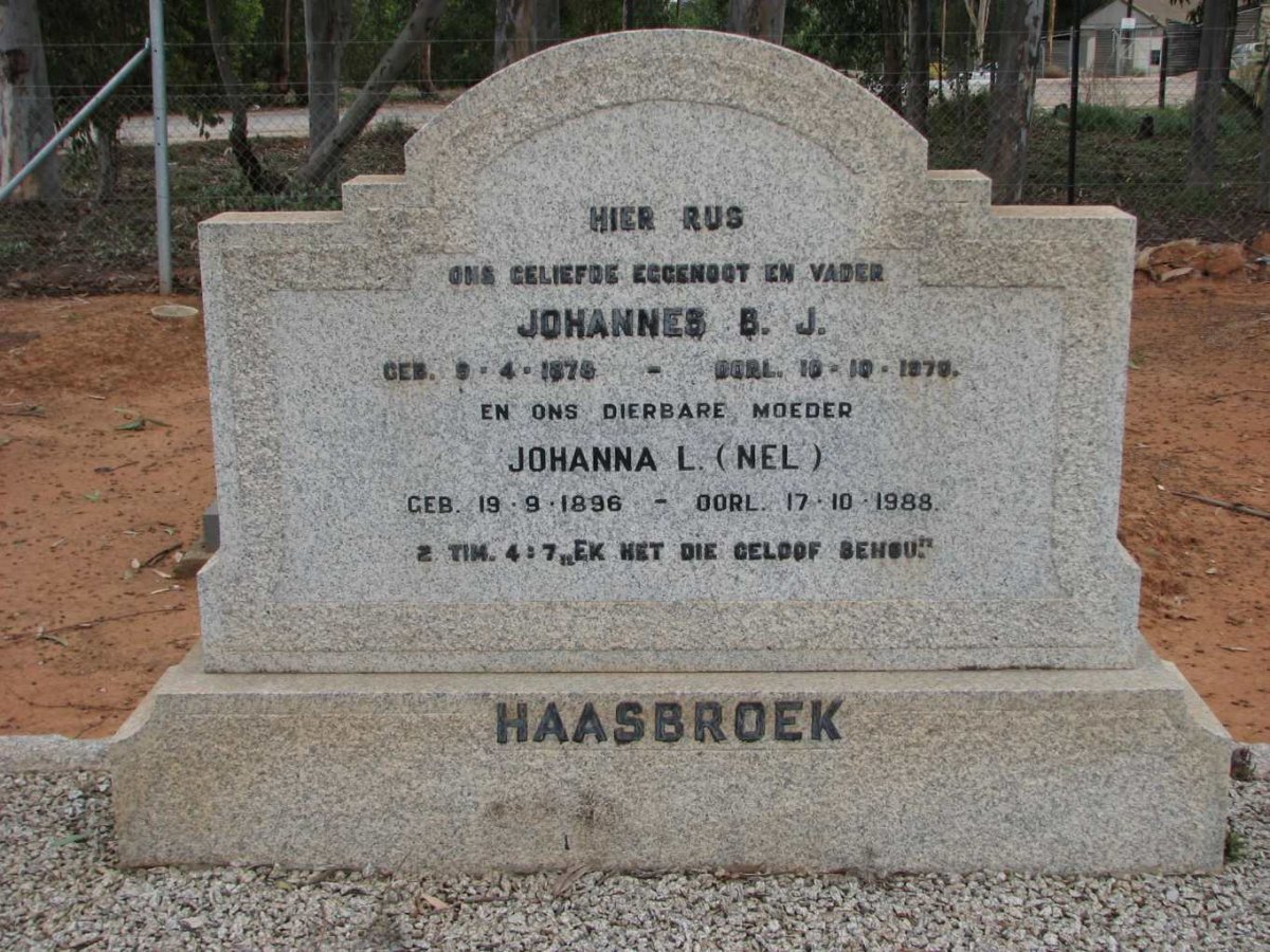 HAASBROEK Johannes 1878-1979 &amp; Johanna NEL 1896-1988