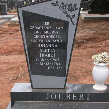 JOUBERT Johanna Aletta nee RABE 1903-1983