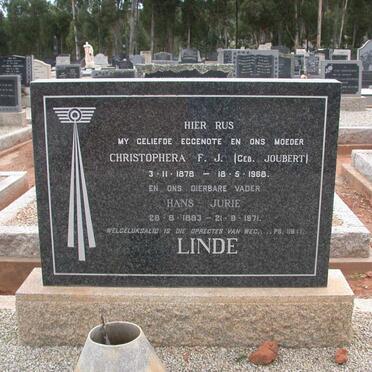 LINDE Hans Jurie 1883-1971 &amp; Christophera F.J. JOUBERT 1878-1968