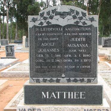 MATTHEE Adolf Johannes 1881-1962 &amp; Judith Susanna NEL 1880-1972