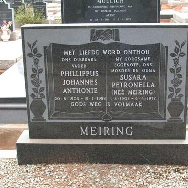 MEIRING Phillippus Johannes Anthonie 1903-1988 &amp; Susara Petronella MEIRING 1903-1977