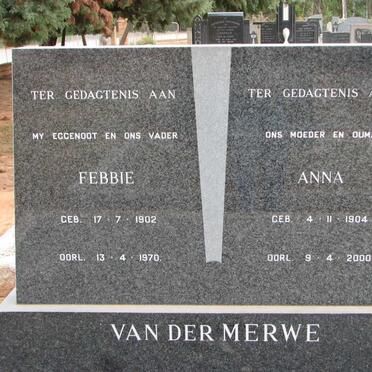MERWE Febbie, van der 1902-1970 &amp; Anna 1904-2000