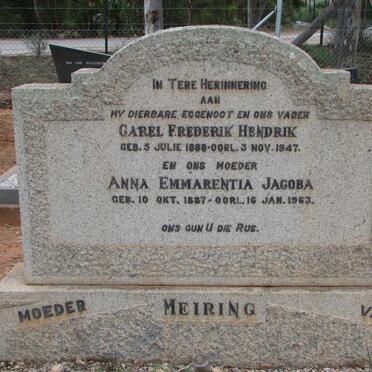 MEIRING Carel Frederik Hendrik 1888-1947 &amp; Anna Emmarentia Jacoba 1887-1963