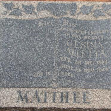 MATTHEE Gesina Alletta 1884-1944