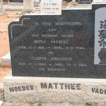 MATTHEE Casper Johannes 1880-1964 &amp; Mona WEBER 1891-1944