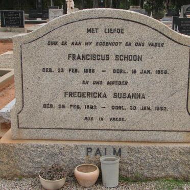 PALM Franciscus Schoon 1888-1958 &amp; Fredericka Susanna 1892-1962