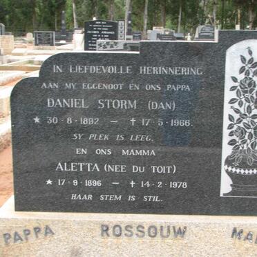 ROSSOUW Daniel Storm 1892-1966 &amp; Aletta DU TOIT 1896-1978