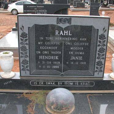RAHL Hendrik 1909-1988 &amp; Janie 1918-