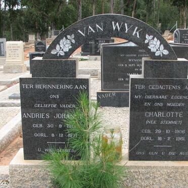 WYK Andries Johannes, van 190?-1971 &amp; Charlotte STEMMET 1906-1961