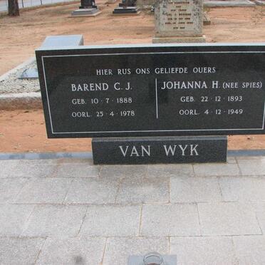 WYK Barend C.J., van 1888-1978 &amp; Johanna H. SPIES 1893-1949