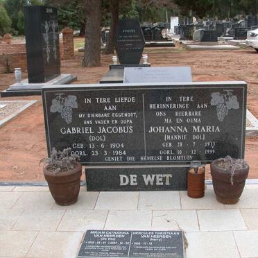 WET Gabriel Jacobus, de 1904-1984 &amp; Johanna Maria 1913-1999
