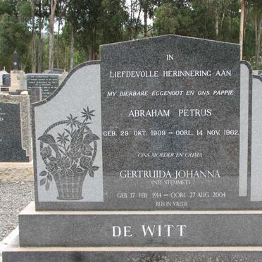 WITT Abraham Petrus, de 1909-1962 &amp; Gertruida Johanna STEMMET 1914-2004